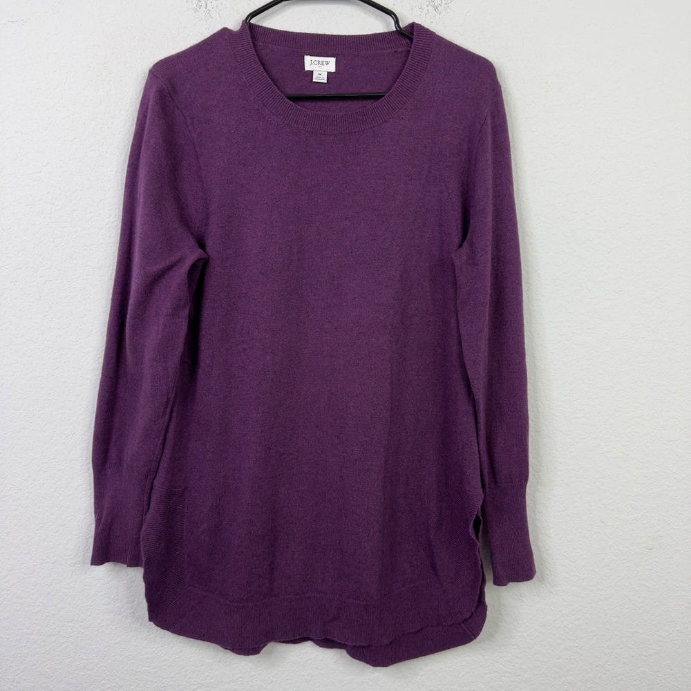 J. Crew Sweater Women‎ M Purple Cotton Wool Blend Knit Minimalist Capsule Tunic